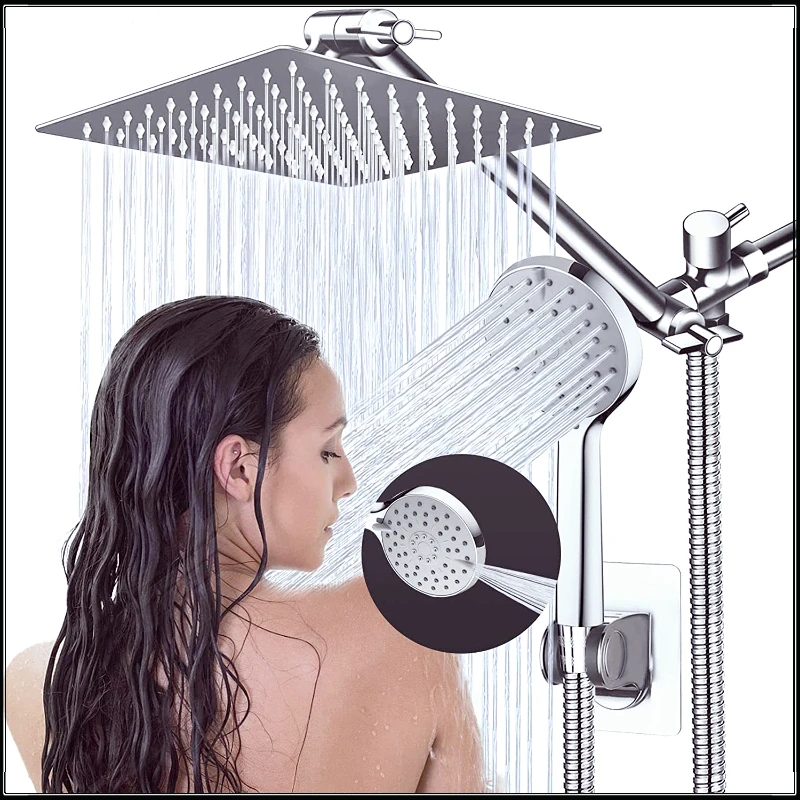 

8/10/12 Luxury Shower System Bathroom Rain Shower Sets with Hand Showerhead Bathroom Faucet Stainless Steel Shower Set Top Spray