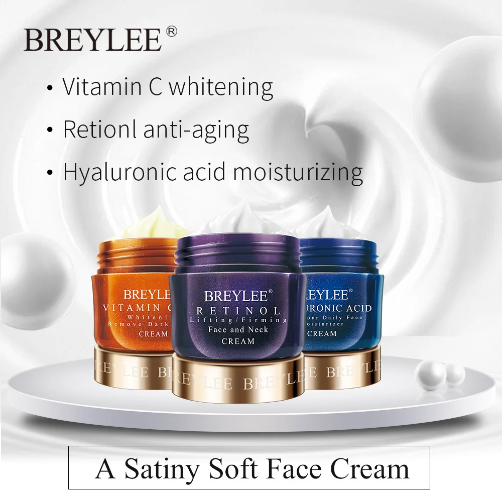 

BREYLEE Face Cream Hyaluronic Acid Moisturizing Day Cream Retinol Anti Wrinkle Vitamin C Whitening Skin Care Acne Treatment 40g