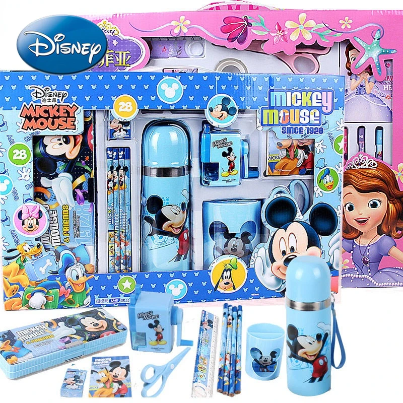 

Набор канцелярских принадлежностей Disney с Микки-Маусом, подарок для учащихся, подарок на день рождения ребенка, Подарочная коробка, чехол дл...