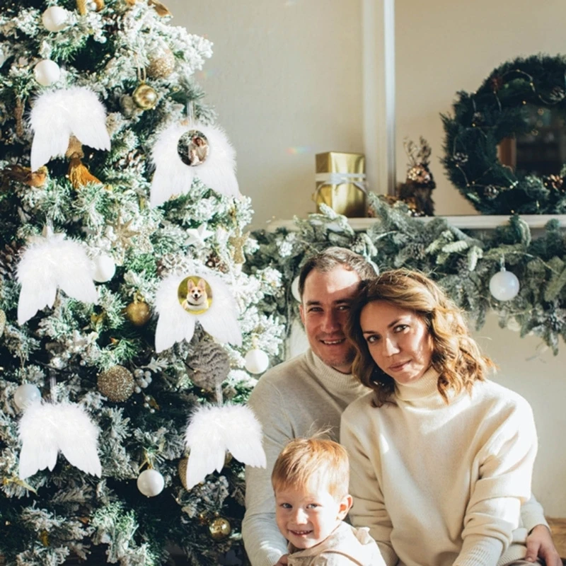 Пустой сублимационный орнамент подвеска с перьями и крыльями белого ангела