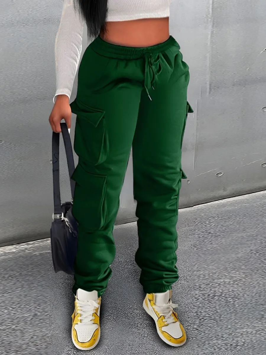 

LW Mid Waist Drawstring Side Pocket Sweatpants Autumn winter Women Streetwear Vintage Hip Hop Wide Leg Joggers Baggy Sweatpants