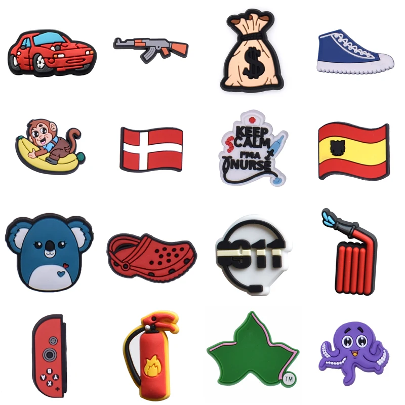 

Shoe Charms Accessories Fits for Crocs Single Sale 1pcs Decorations PVC Buckle for Kids Party Christmas Gifts Pins