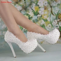 white lace pearl pumps summer womens stiletto platform round toe slip on fashion classic sexy european style good quality shoes