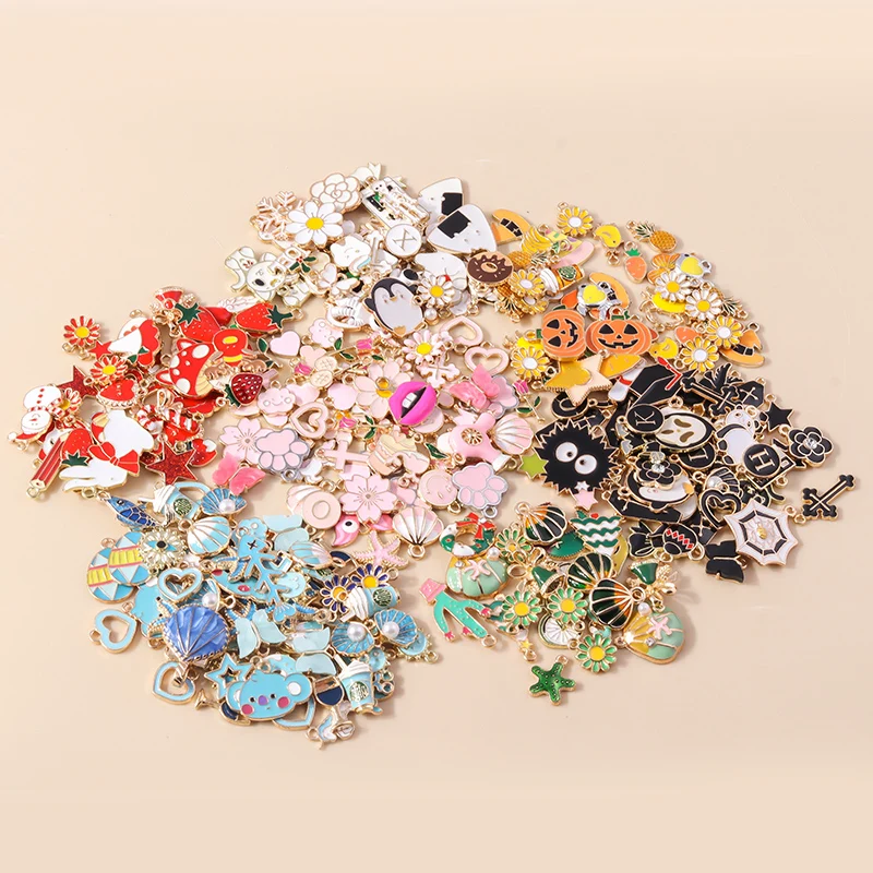 

Mixed 10pcs 8 Colors Cute Enamel Charms For Jewelry Making Handmade DIY Bracelet Earrings Necklace Pendant Wholesale