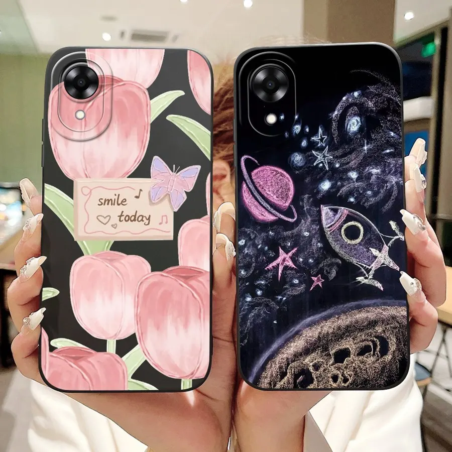 Чехол для телефона OPPO A17K CPH2471 мягкий жидкий силиконовый защитный чехол с милым