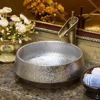 China Artistic Handmade Ceramic wash basin Lavobo Round Counter top wholesale bathroom vanities