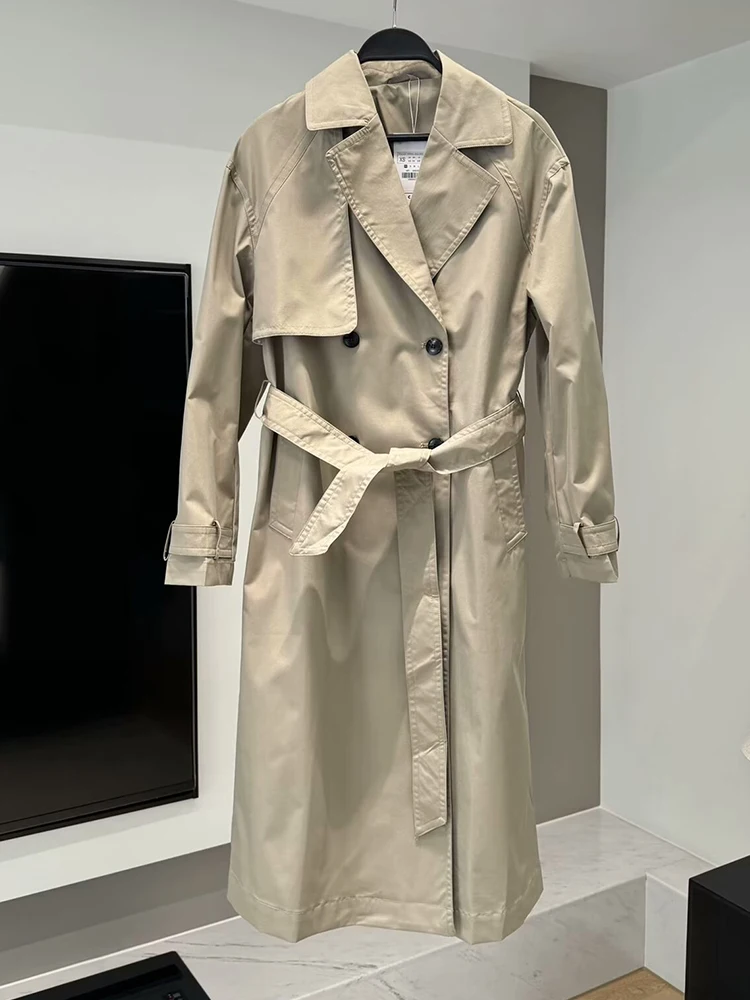 2024 осенне-зимняя новая женская мода темпераментный пояс длинный лацкан рукав