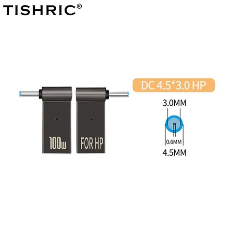 Зарядное устройство TISHRIC для ноутбука, адаптер питания PD 100 Вт 5 А USB Type-C мама-DC папа для HP/Lenovo/DELL