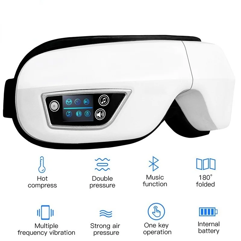 

Eye Massager 4D Smart Airbag Vibration Eye Care Instrument Hot Compress Bluetooth Eye Massage Glasses Fatigue Pouch & Wrinkle