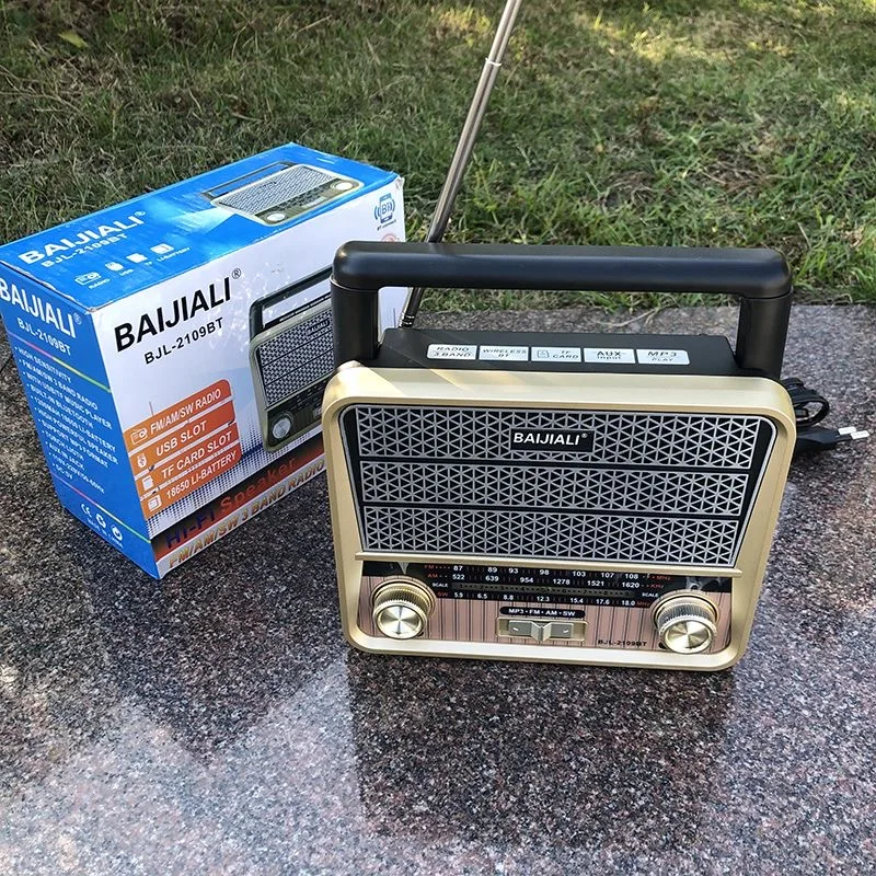 Retro Radio Speaker Portable Highly Sensitive FM/AM/SW Fullband Radios with Flashlight Bluetooth Card USB Drive Play for Elderly