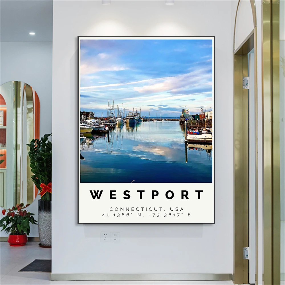 Современный красочный постер Westport США Вашингтон настенный художественный принт