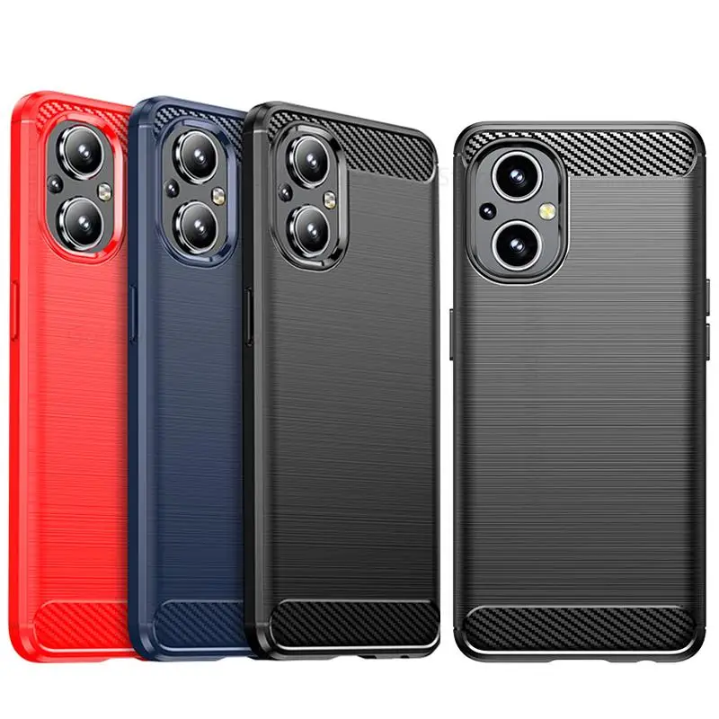 

For Oppo F21 Pro 5G 4G Brushed Carbon Fiber Soft Silicone Case For Reno 7 5G Global Ultra Slim Protective Cover For Reno 7 4G 5G