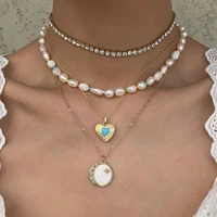 2022 personality creative multi layer heart necklace for women vintage boho pendant choker fashion jewelry birthday party gift