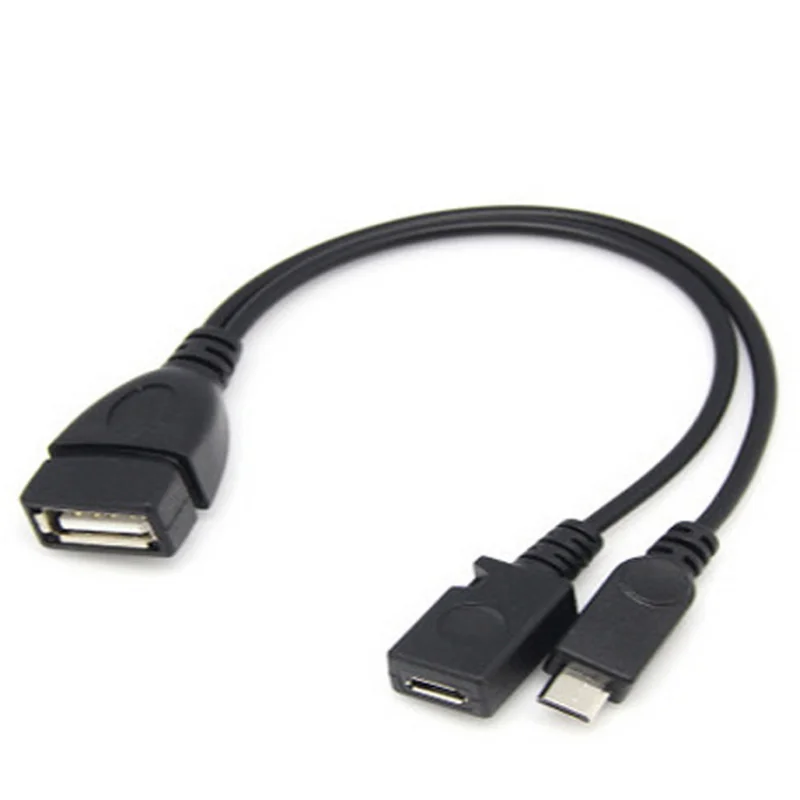 

2 In 1 OTG Micro USB Host Power Y Splitter USB Adapter To Micro 5 Pin Male Female Cable 20cm