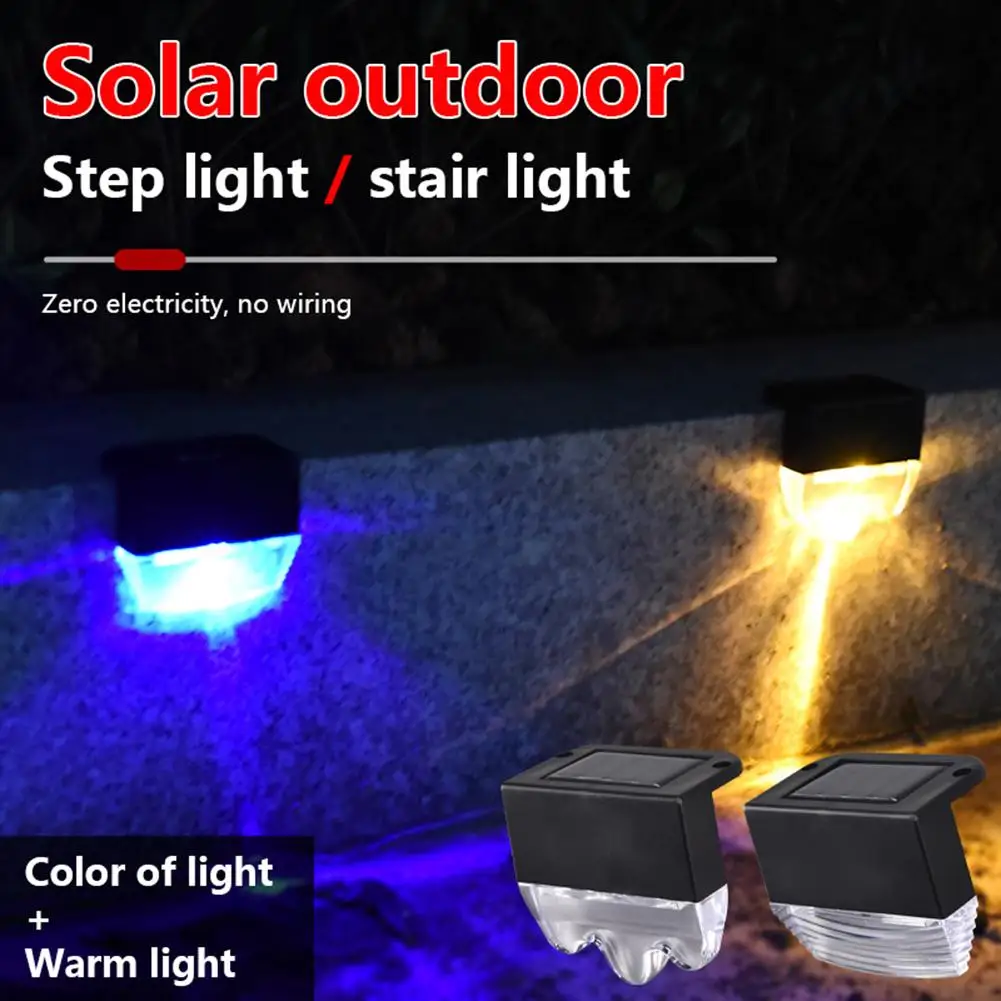 

2pcs RGB Solar Stair Light Waterproof Outdoor Sunlight Garden Lights For Wall Patios Porches Lawns Landscape Lamp Decoration