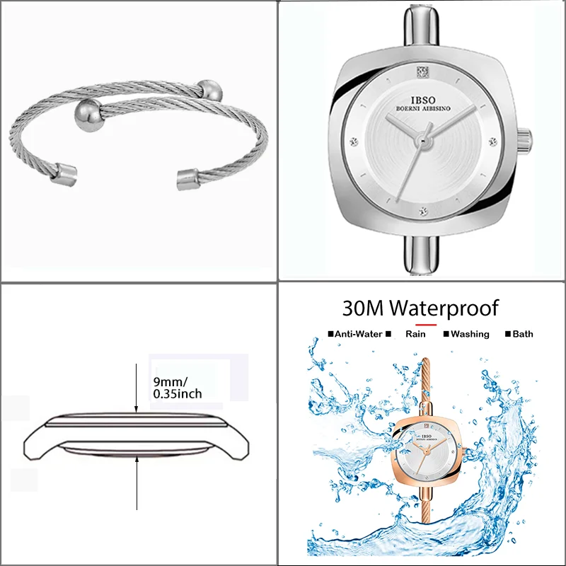 Элегантные женские квадратные часы стальной браслет водостойкий кварцевый