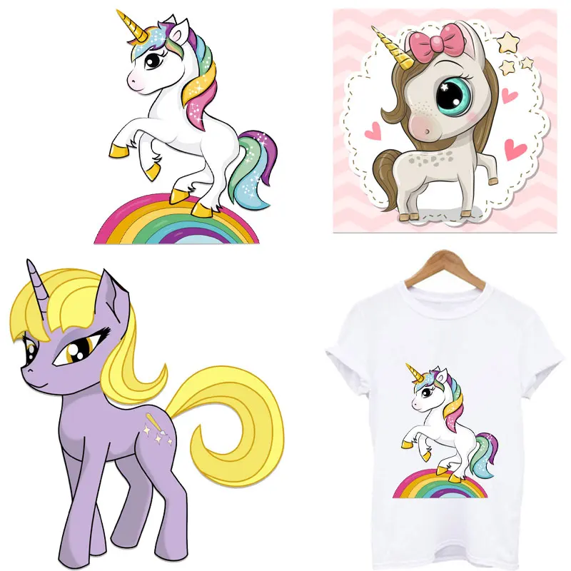 

Colorful Unicorn Clothing Thermoadhesive Patches Iron on Patches Design Luxury Custom Patch Heat Transfer Stickers for T Shirt