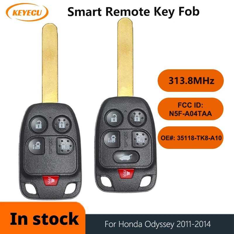 

KEYECU 5/6 Buttons For Honda Odyssey 2011 2012 2013 2014 Remote Car Key 313.8MHz ID46 PCF7961 Chip N5F-A04TAA