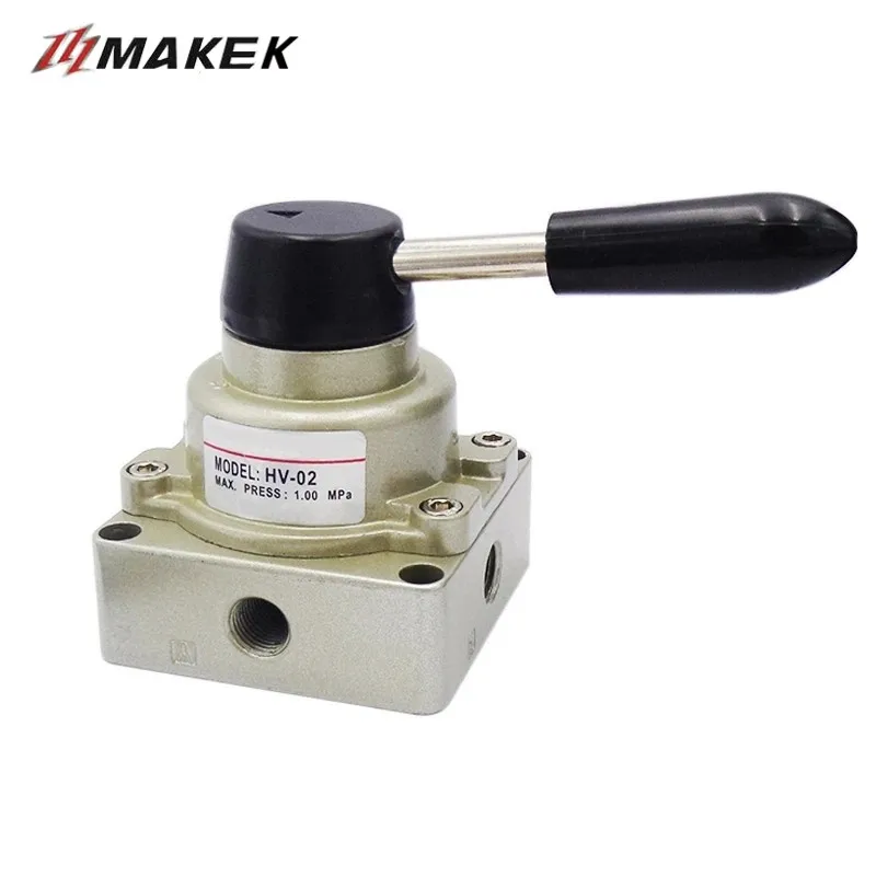 

Free shipping HV-02 HV-03 HV-04 4 Rotary Manual Control Port 3 Position 1/4" 3/8" 1/2" BSPT Hand Operated Pneumatic Valve