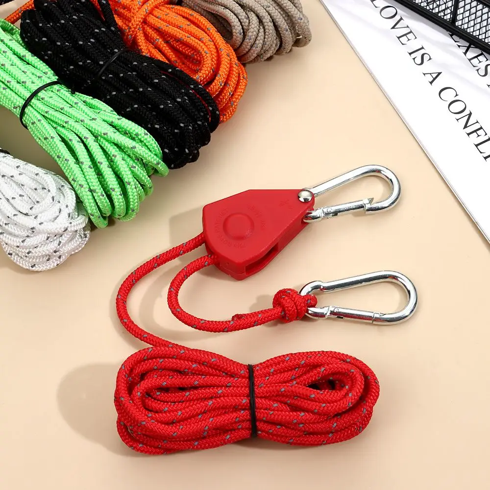

Tent Rope Tensione Adjustable Rope Fastener Ratchet Hangers Fixed Buckle Pulley Lifting Camping Tool Tent Accessories