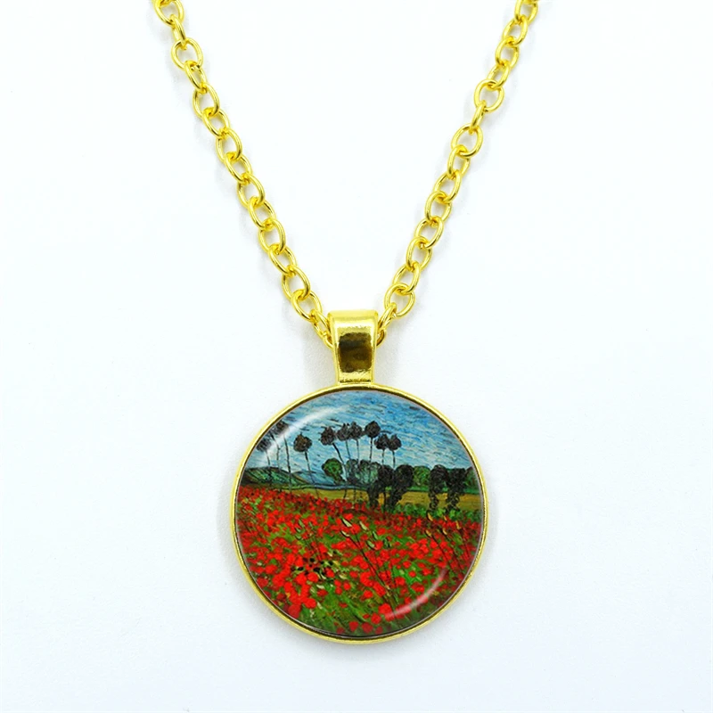 Новый классический кулон Звездная ночь Ван Гог ожерелье стеклянная