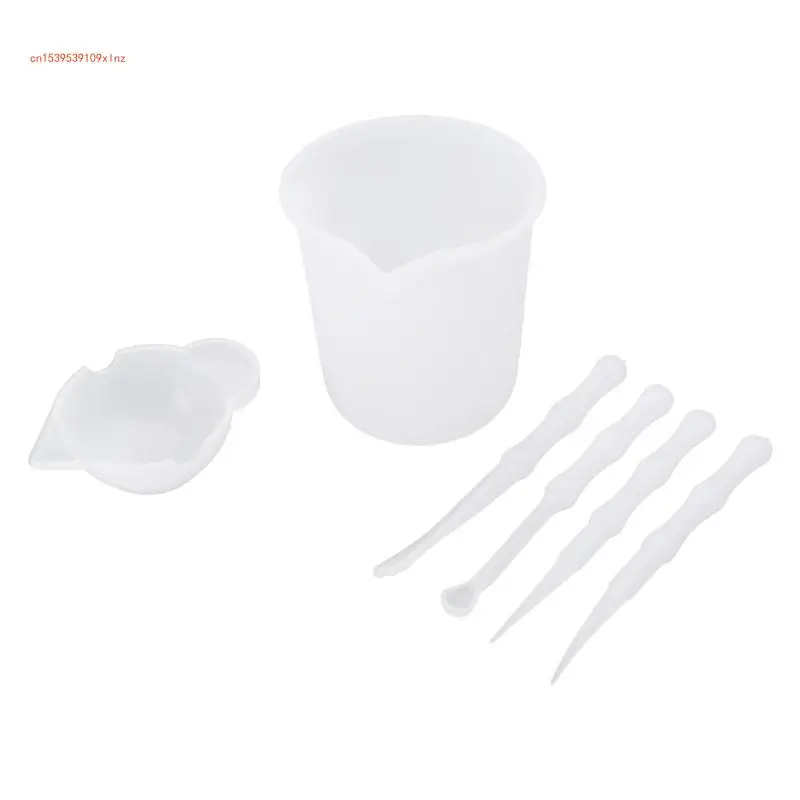 

4Pcs Reusable Silicone Resin Mixing Measuring Cups Sticks Spoon Jewelry Tools