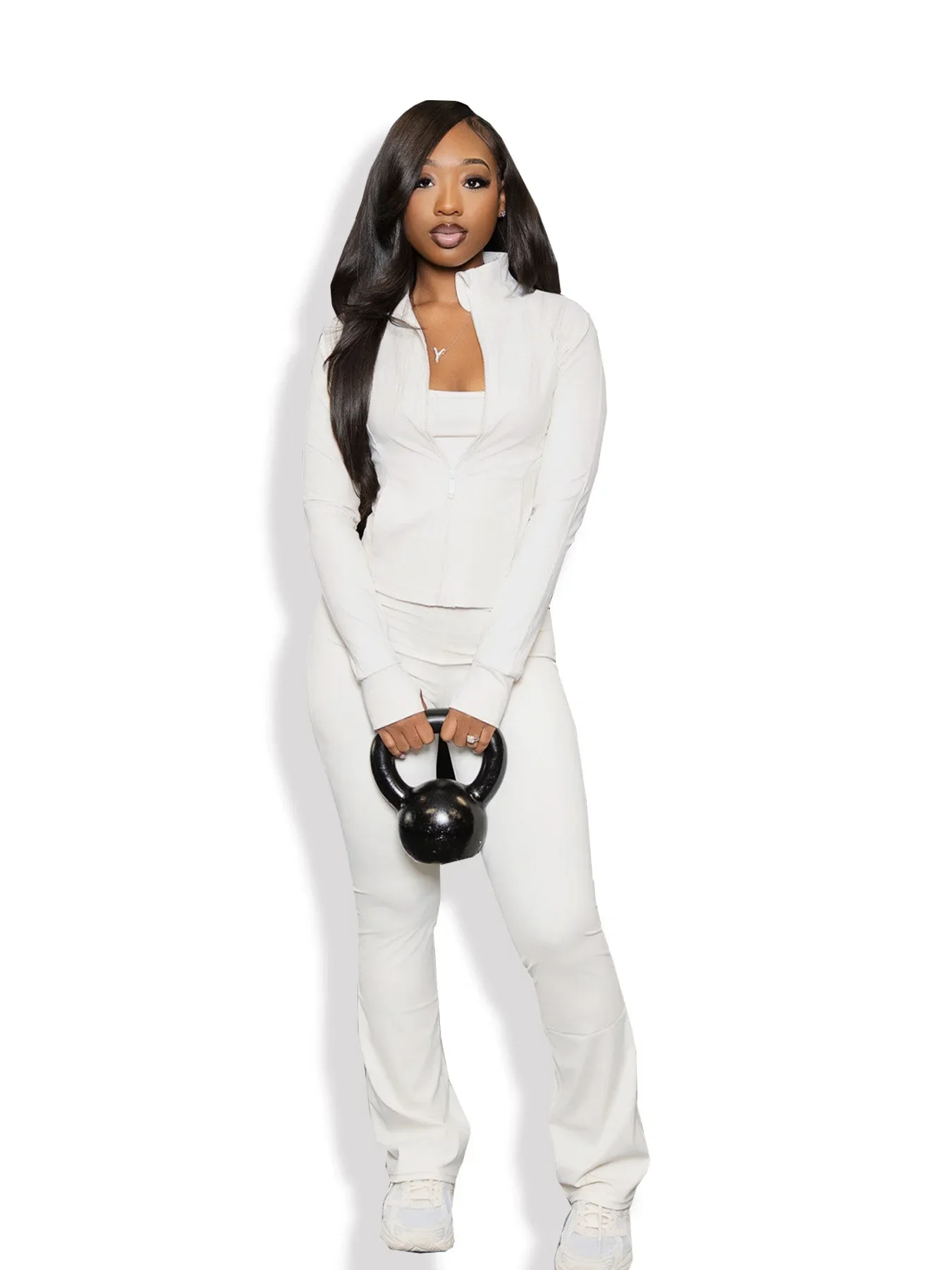 Осенне-зимний спортивный костюм для бега повседневный из двух предметов фитнеса