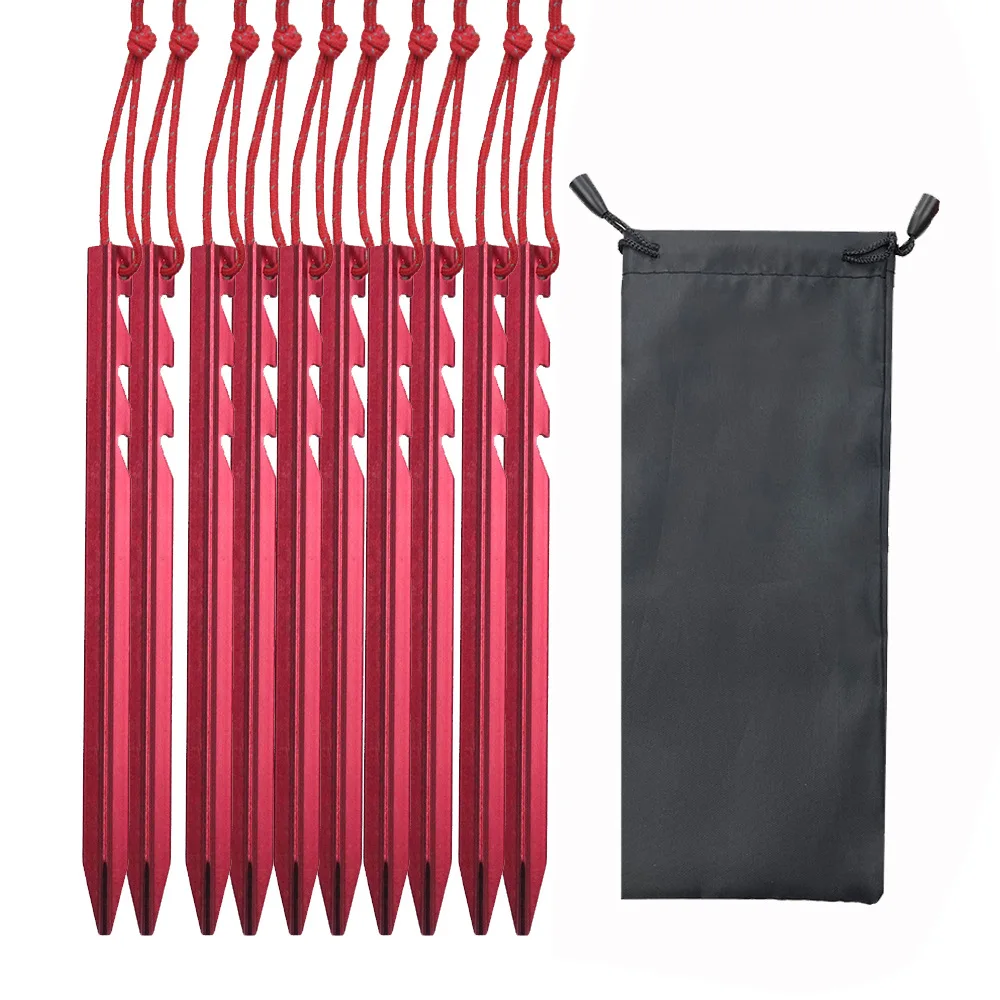 

10 Pcs Outdoor Aluminum Alloy Tent Nails Stakes Pegs titanium Serrated Bold Travel Hiking Peg Tent Spikes Camping Equipment