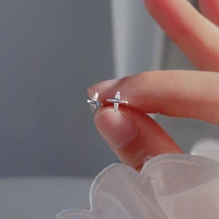 new 925 silver cross zircon studs earrings for women hypoallergenic fashion ear studs female pendant tassel pendant jewelry gift