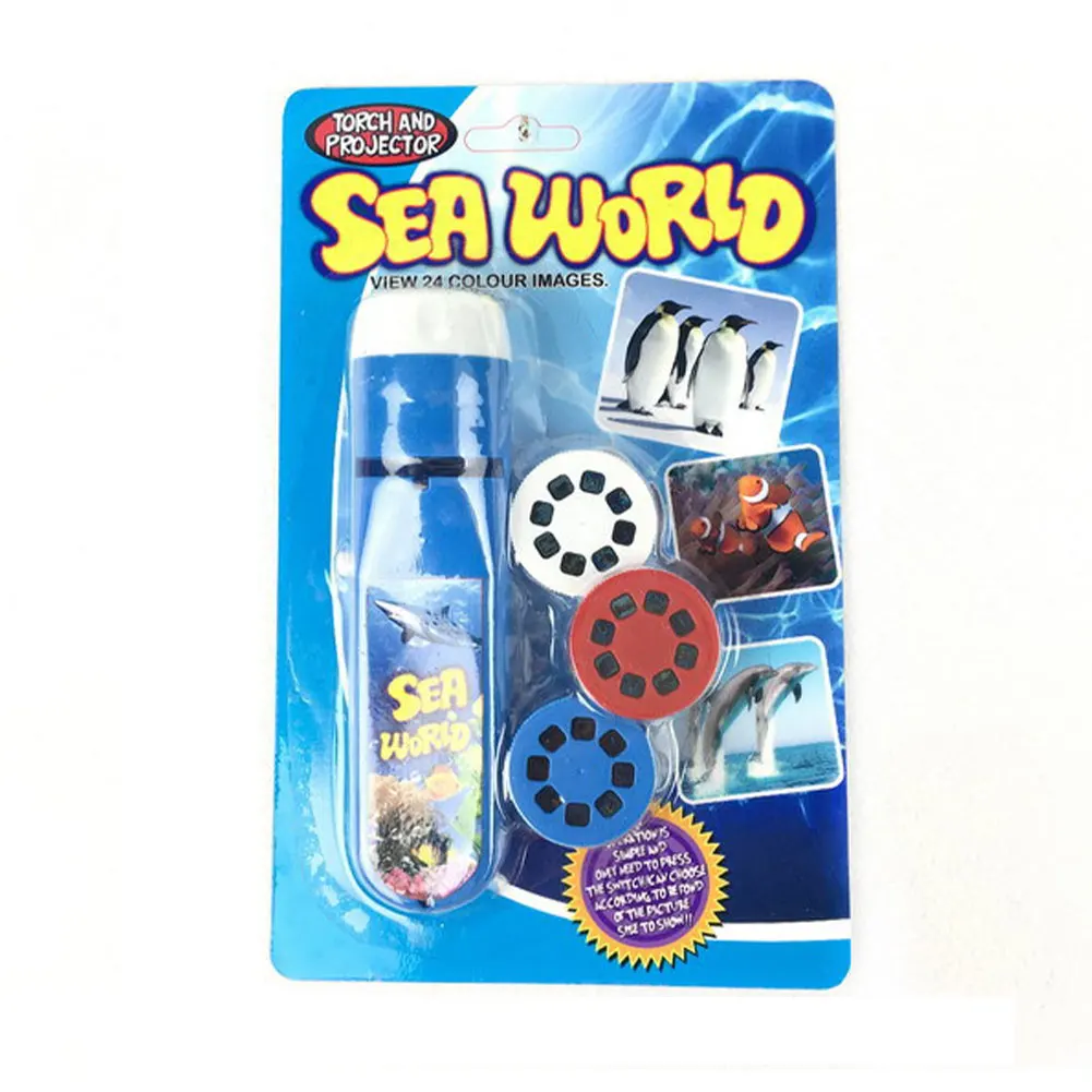 

Gift Flashlight Projector Early Education Learning Interactive With 24 Slides For Kids Toy Cute Pattern Educational Sea World
