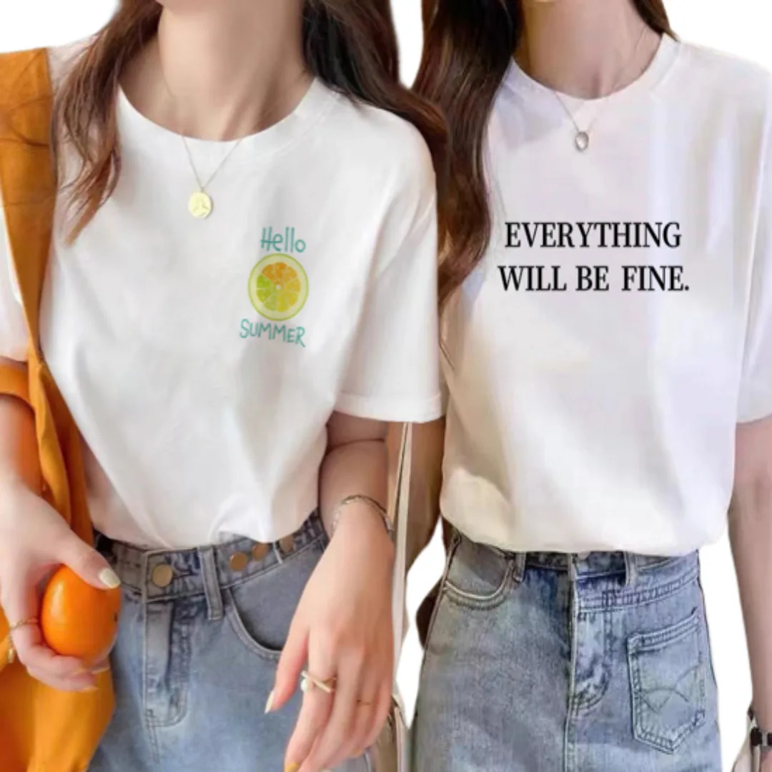 

스타일 여름 여성 반팔 면티셔츠 2종