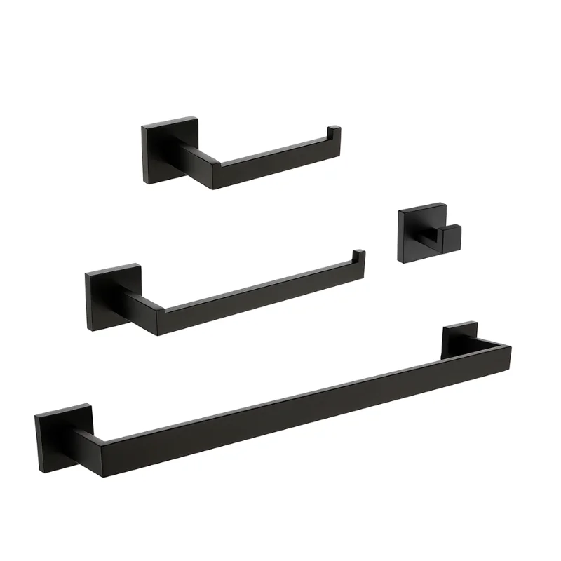 

4- Piece Bathroom Hardware Set Black Stainless Steel [US Stock]