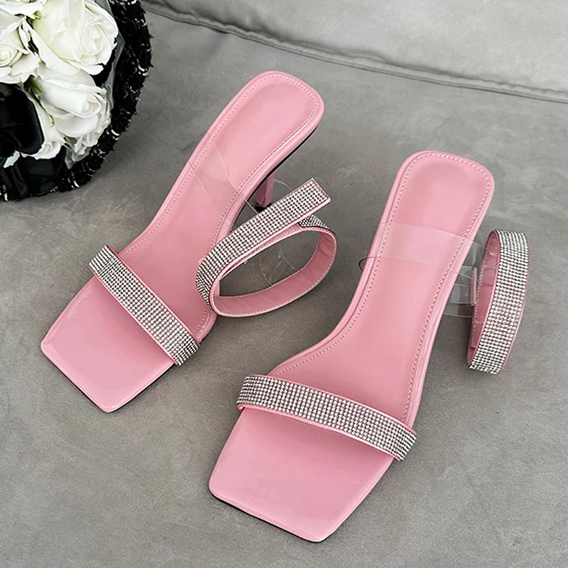

Liyke Sexy Rhinestone Hook Ankle Strap Sandals Women Crystal Leather Open Toe Silver Heels Party Prom Shoes Summer Sandalias