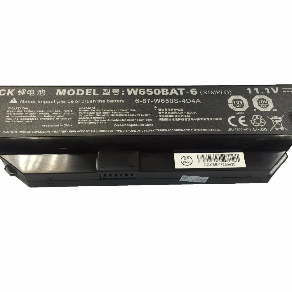 11 1 В 48 84WH/4400 мАч 62 12 Втч/5600 Новый оригинальный аккумулятор для ноутбука W650BAT-6 Clevo