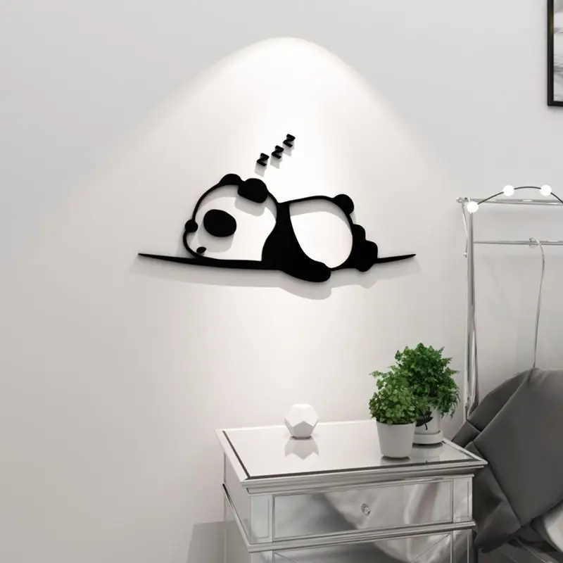 

Creative and Cute Panda 3 3D Wall Decal Acrylic Sticker Bedroom Bedside Kitchen Entrance Wall Decal home decoration accessories