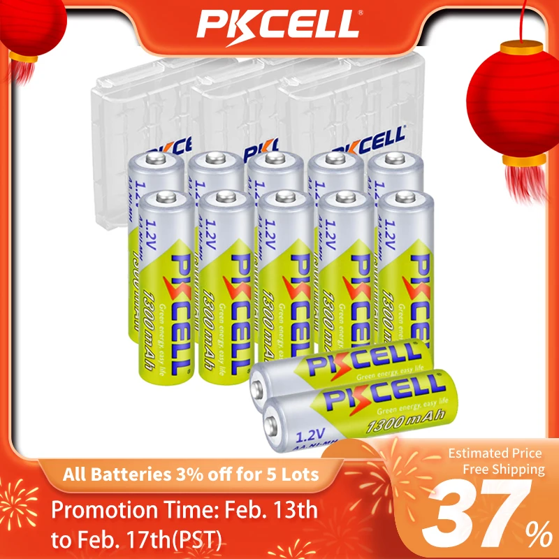 

PKCELL NIMH 1.2V AA 1300MAH Rechargeable Battery aa Rechargeable Battery 2A NI-MH batteries more than 1000circle For Mp3 Digital
