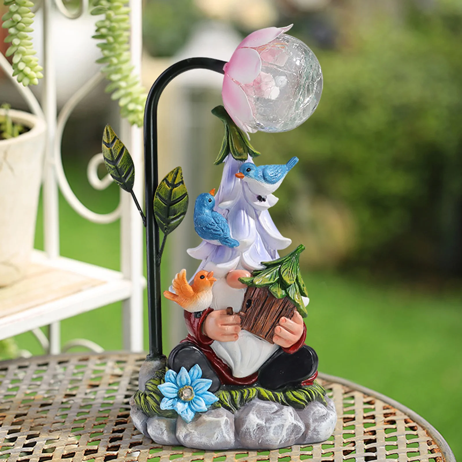 

Solar Glowing Elf Statue Ornament Resin Gnome Figurines Lamps with Light Art Crafts Christmas Gifts for Holiday Party