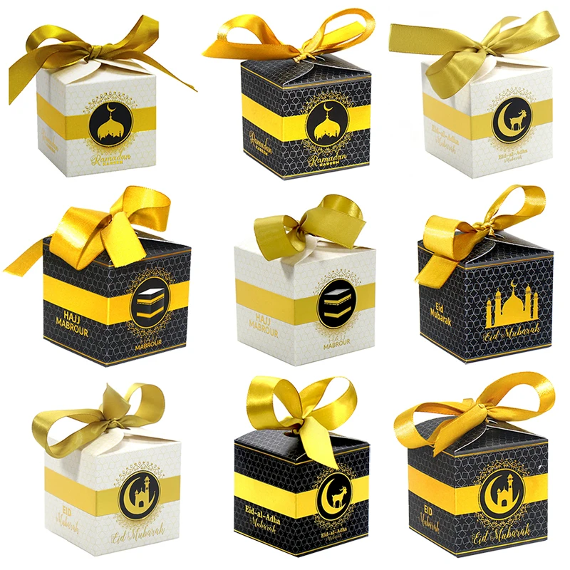 

Бумажные подарочные пакеты Eid Mubarak, 6 шт., Мусульманский Исламский фестиваль, праздник, ИД, печенье, конфеты, упаковочная коробка, Рамадан, кар...