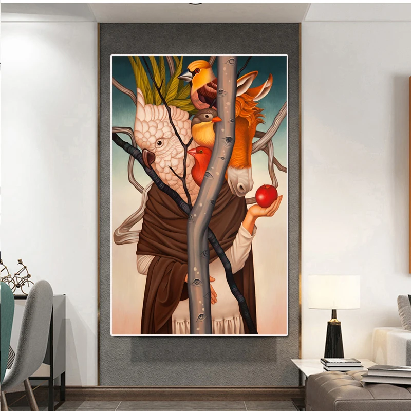 Сурреальная иллюстрация холст абстрактная птица фотография художественная