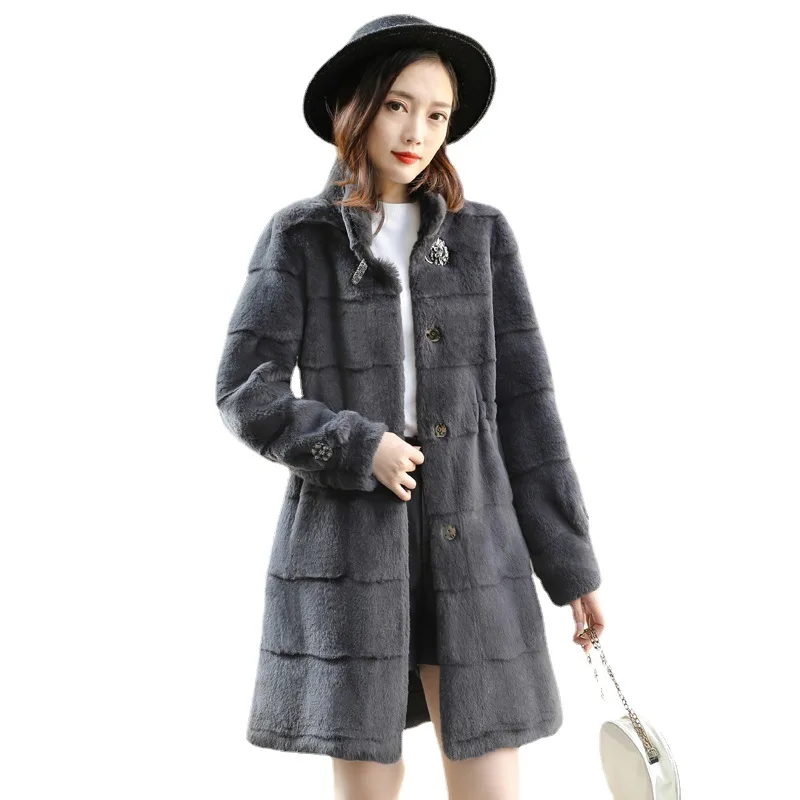 Natural Fur Coats Winter Women Mink Fur Coat Female Genuine Leather Jackets Ladies Oversize Warm Thick Detachable Long 2020 New