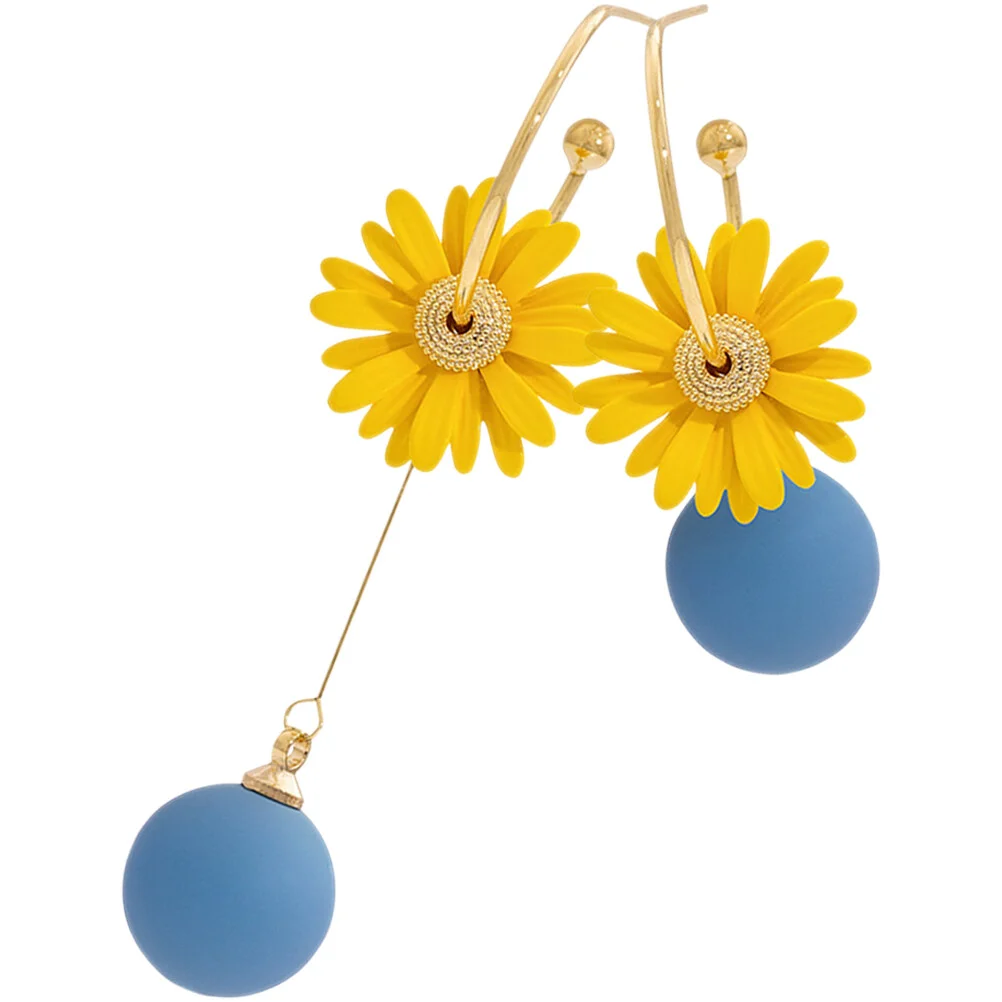 

Sunflower Earrings Daisy Girls Women Pretty Pearls Hang Dangling Alloy Dangle Miss Hoop