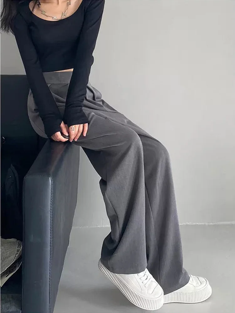 Широкие женские классические костюмные брюки винтажные офисные брюки-палаццо