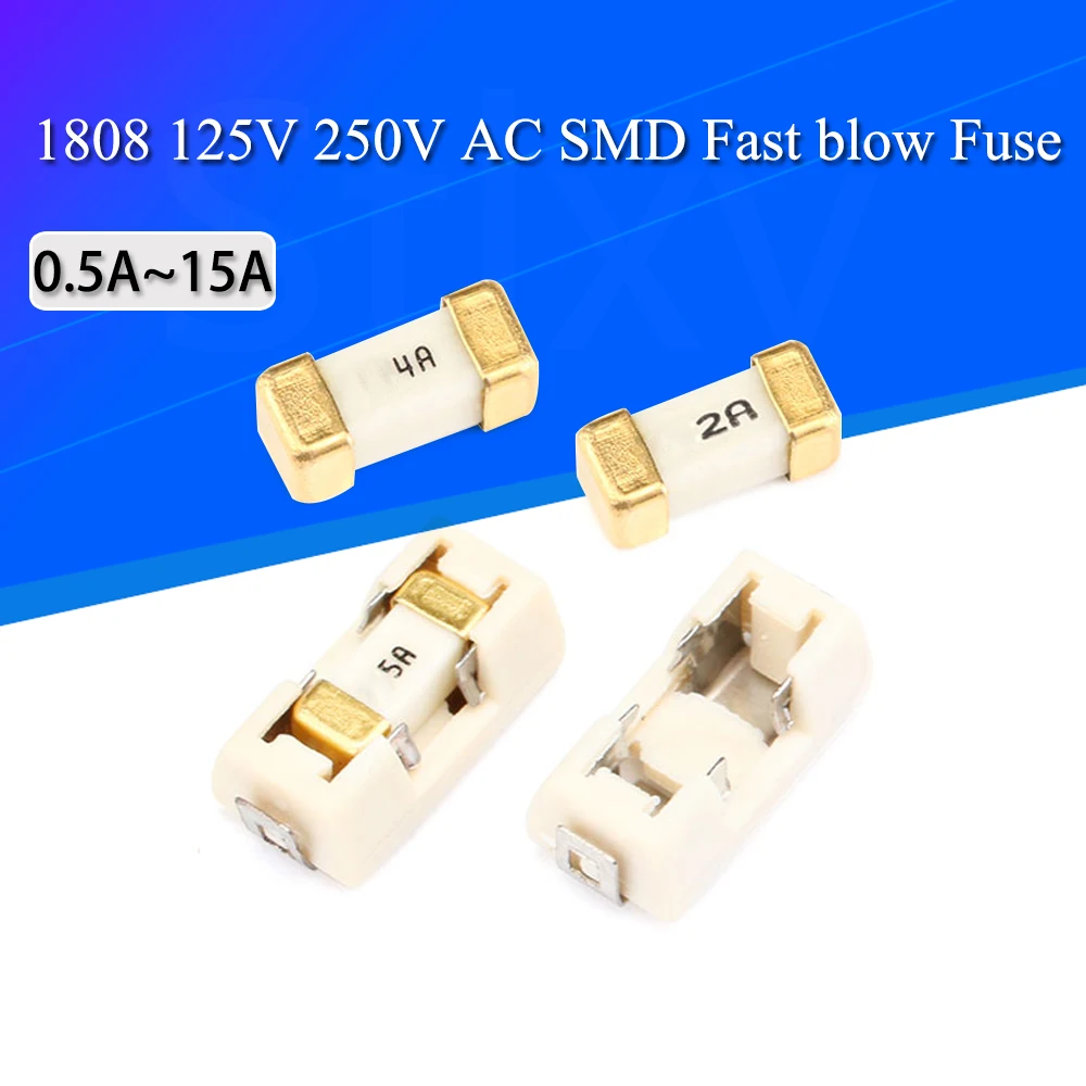 Золотистый/серебристый 1808 125 в 250 В переменного тока 0451 SMD быстродействующий предохранитель 2410 а мА 1 А 2 А 3 А 4 а 5 а 8 А 10 А 12 а 15 а мА ультра-быстрый
