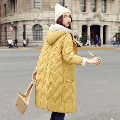 

Foreign trade export for South Korea winter new light down jacket women's medium long white duck down hooded South Korean coat