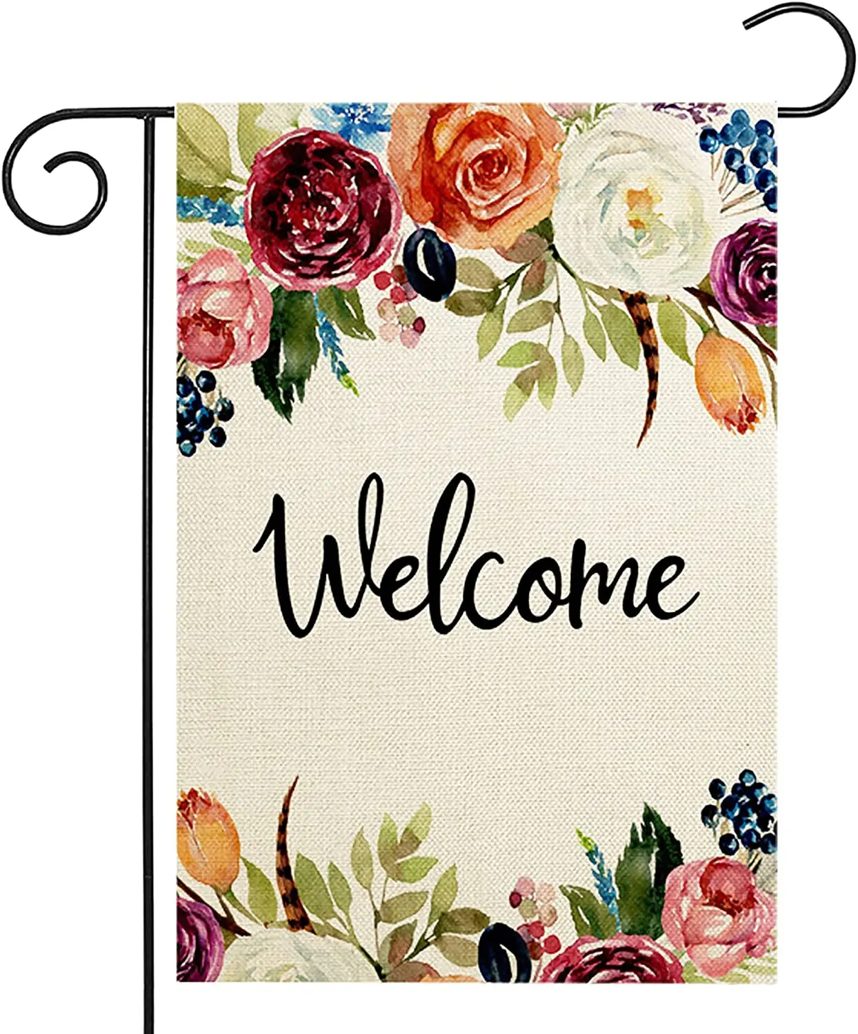 

Flower Blossom Welcome Garden Flag 12 x 18 Inch Double Sided Outside Decor for Home Yard Farmhouse