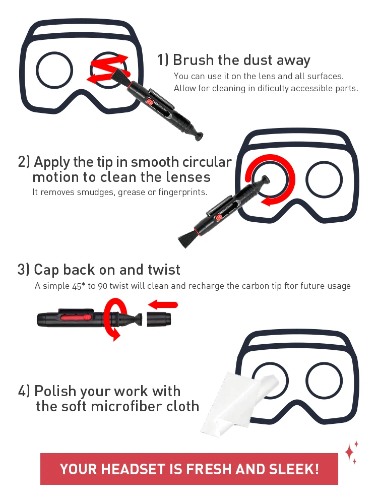 Выдвижная ручка для чистки DATA FROG Oculus Quest 2 камеры портативный многоразовый набор