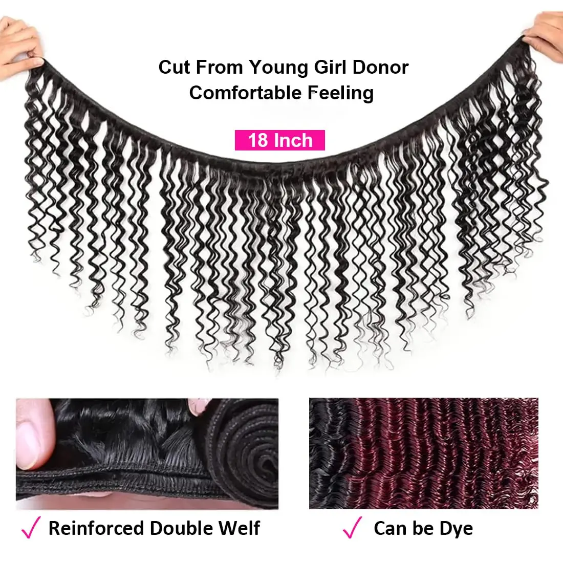 100% необработанные натуральные бразильские человеческие волосы с глубокой