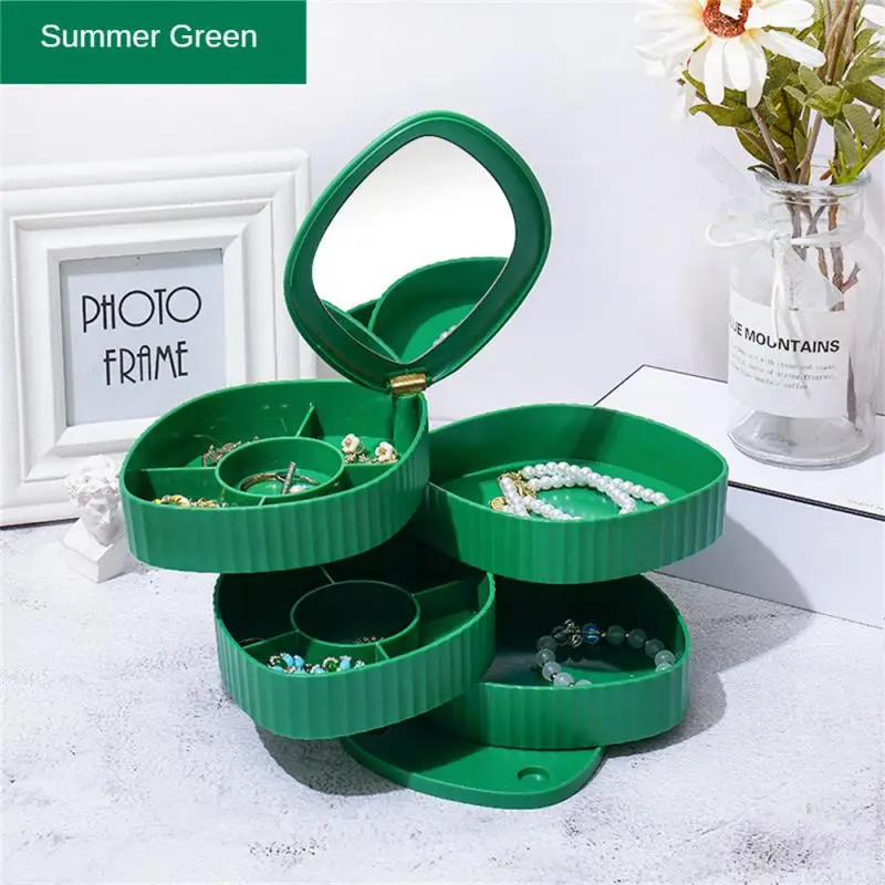 

360° Rotating Jewelry Storage Box Makeup Storage Rack Ring Necklace Earrings Storage Home Organizer Cosmetic Jewelry Display Box