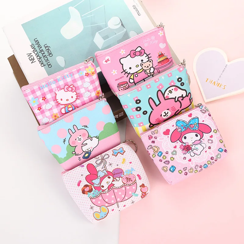 

Sanrio Anime Cartoon Cute Animals Children's Ladies PU Leather Coin Purse Coin Key Kawaii Gift Storage Bag Coin Purse