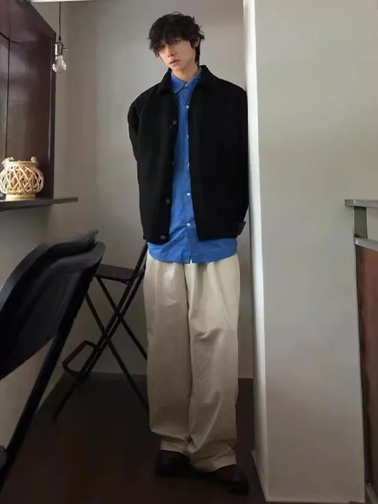 Черный вязаный кардиган с лацканами мужской зимний свитер Lazy High Sense Cleanfit верхняя